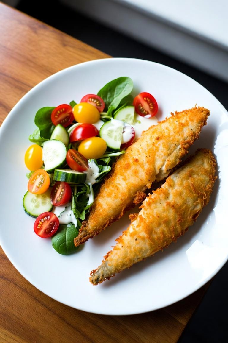 Fischfilets mit buntem Salat