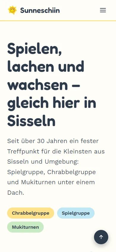 Spielgruppe Sunneschiin website on a smartphone